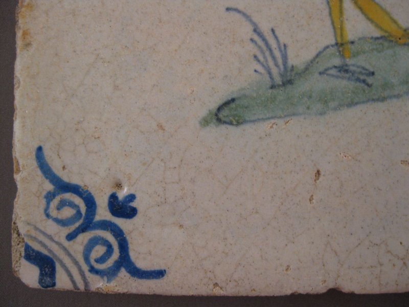 olychrome Delft Tiles Duck AND Lapwing 17th 