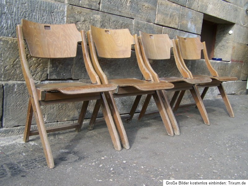 4x alter Klappstuhl, Art Deco Bauhaus Stuhl Vintage Loft Design