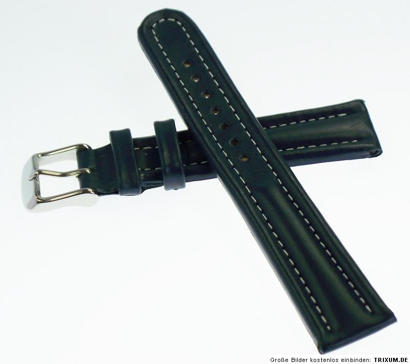 UHRENARMBAND MIT WULST ECHTES LEDER BLAU KOMPATIBEL FÜR CAMEL TROPHY 18