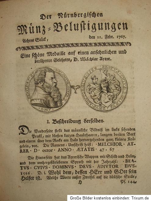 1764ff. Numismatik   Will Nürnbergische Münz Belustigungen Komplett