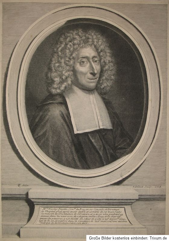 c1700 Pinette Nicolas Rat Hospitaldirektor Paris Kupferstich Porträt