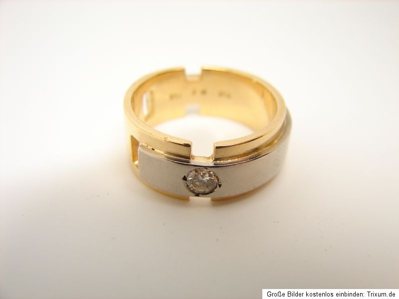 Bicolor Brillant Ring 750 Gold 18 kt Gold Schmuck Weißgold Gelbgold