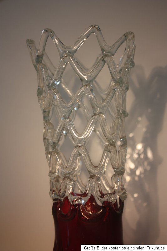 GEFLOCHTENES GLAS ANSEHEN Alte Vase &TOPAntique Murano Glass