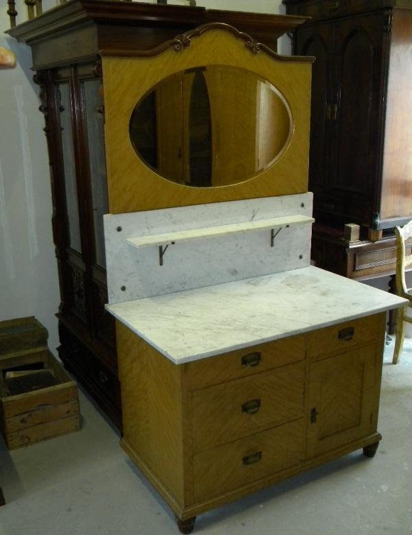 1915 komplettes JUGENDSTIL SCHLAFZIMMER mit Originallasur+Spiegel