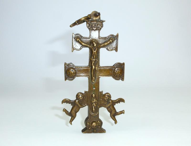 Seltenes Bronze Kreuz von Caravaca 18 Jh. Cross of