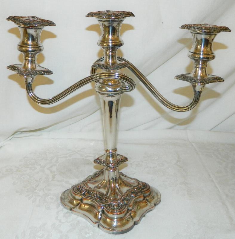 Kerzenleuchter Kerzenständer Silber Art Deco Bauhaus Kandelaber 3 flammig H.38cm