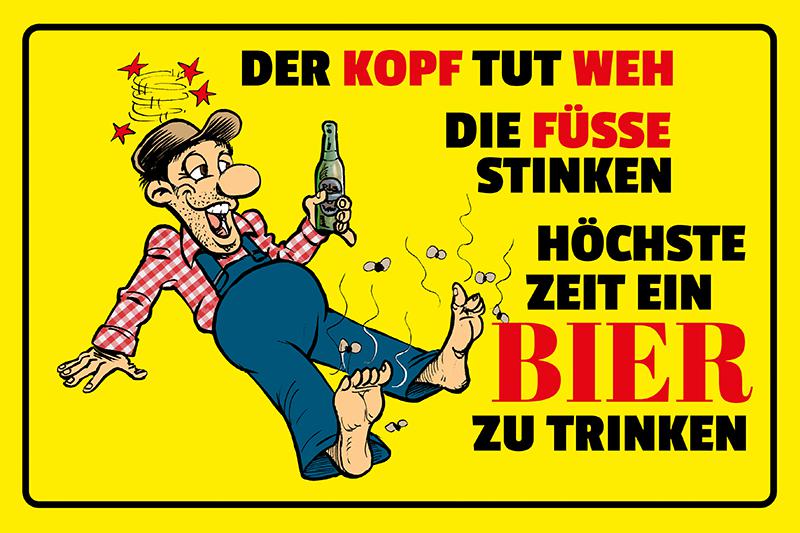 Alle Meine Brüder Stinken Morgens Schon Nach Bier Blechschild, 20 x 30 cm, Füße stinken, Bier trinken, FUN-Schild, Neu