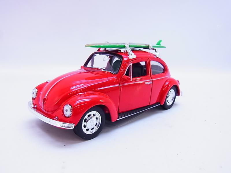 53191 Welly VW Beetle Hardtop mit Surfboard Modellauto gelb 1:40 Neu