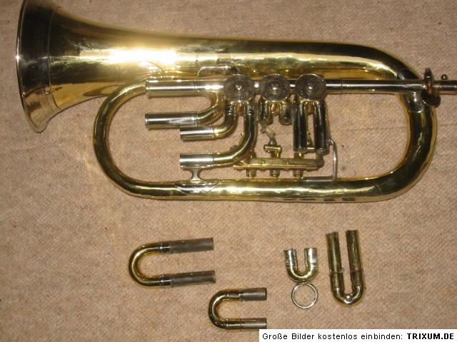 Beautiful old rotary Flugelhorn V. Kunc garland, rare key (maybe A 