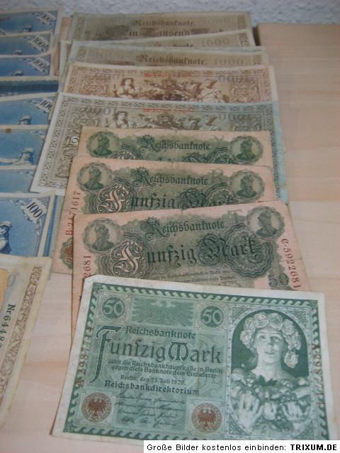 553) Große Sammlung alte Geldscheine / Banknoten Deutsches Reich