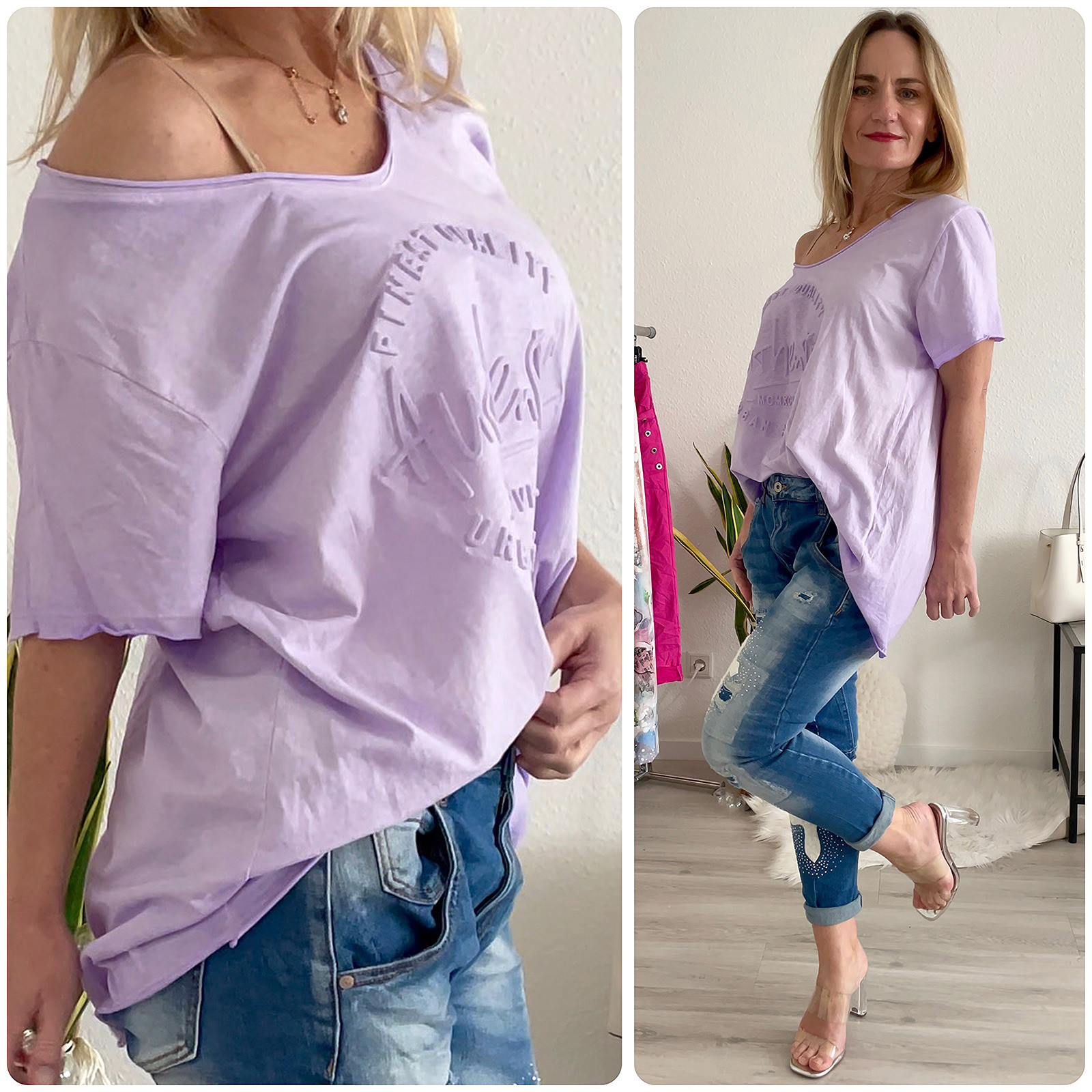 Damen Oversize Italy Shirt 3D Made in Italy gelb