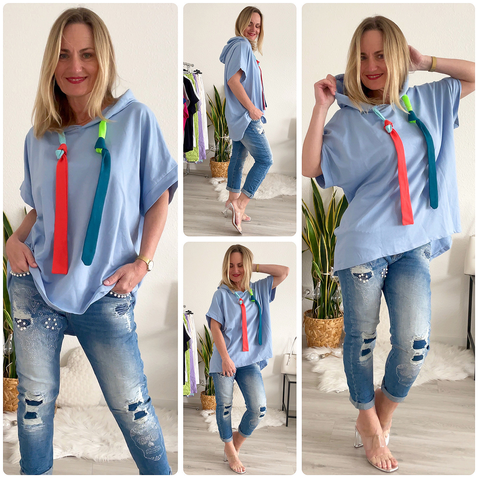 Damen Oversize Italy Shirt Hoodie ausgefallen new collection