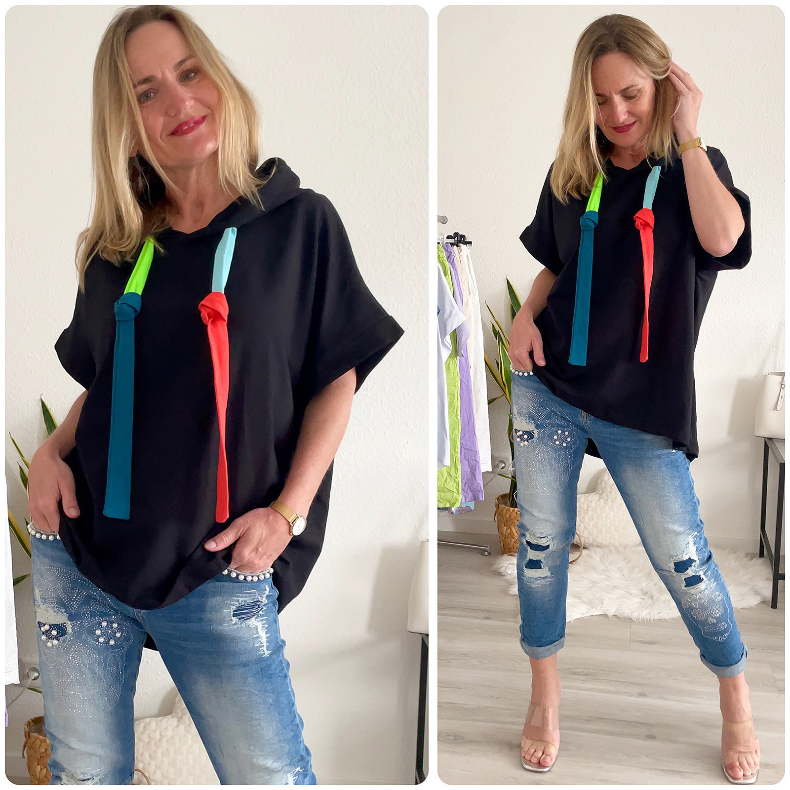Damen Oversize Italy Shirt Hoodie ausgefallen new collection