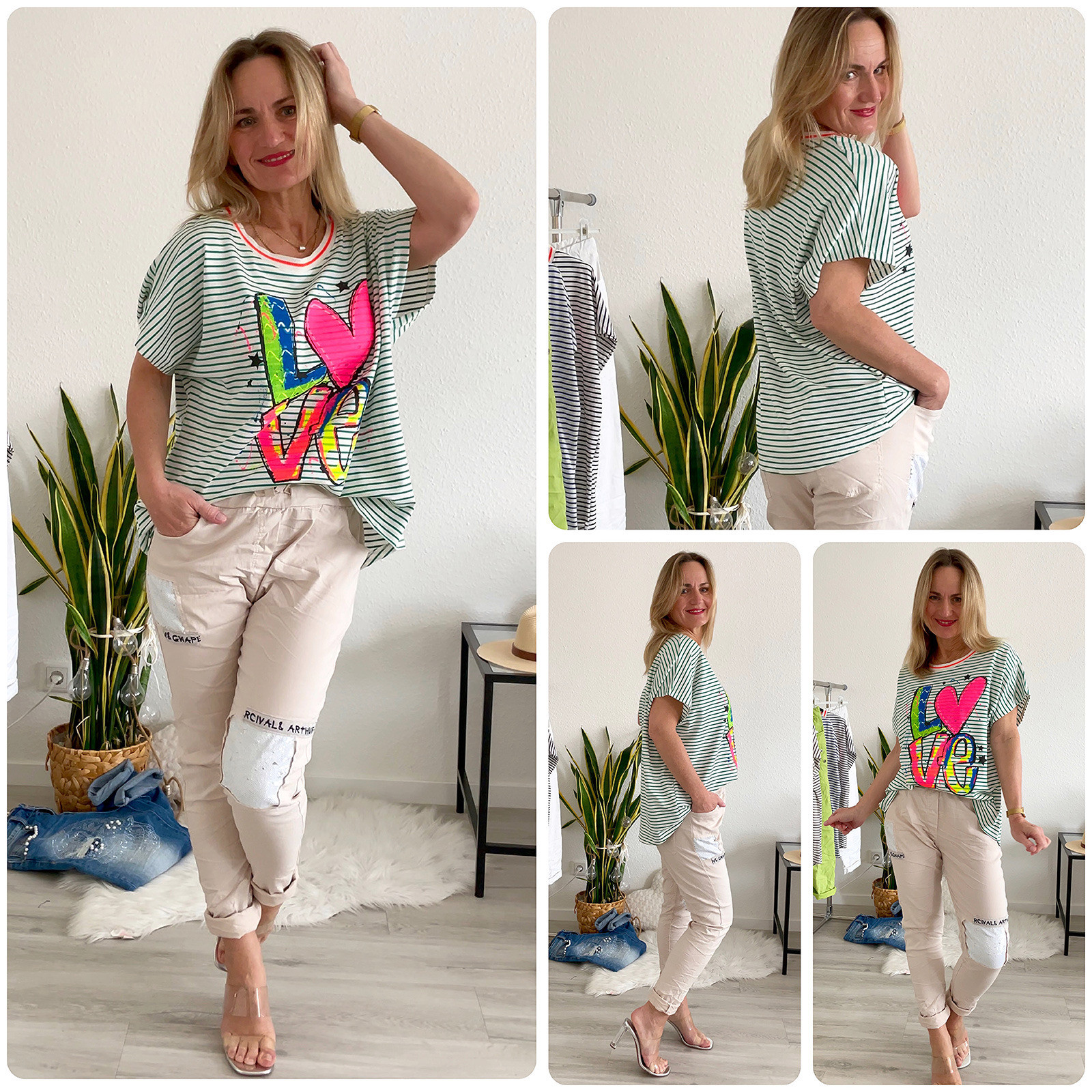 Italy Shirt gestreift neon Love new collection Damenmode online Shop