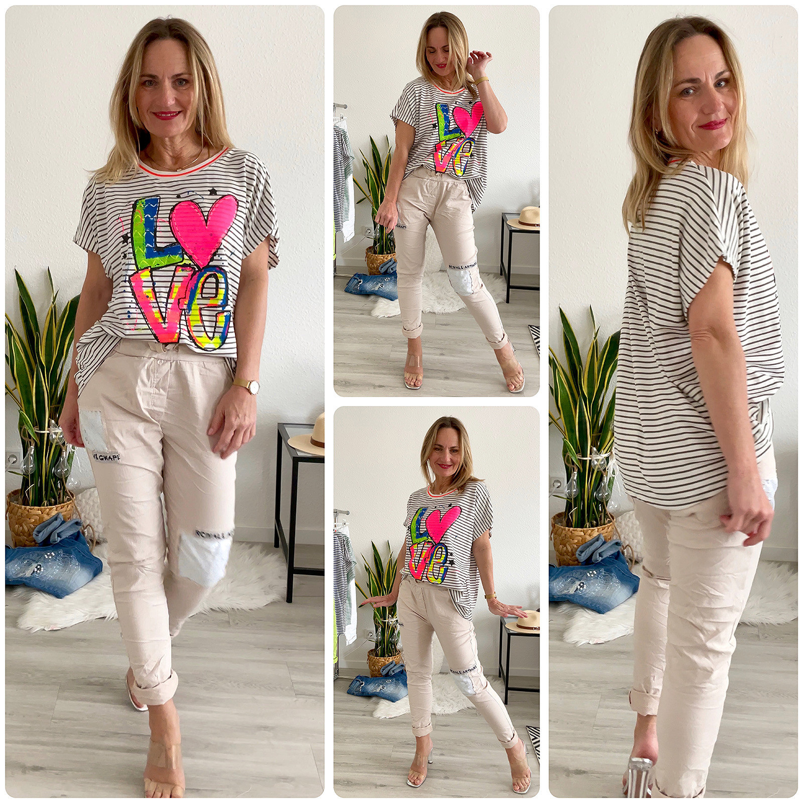 Italy Shirt gestreift neon Love new collection Damenmode online Shop