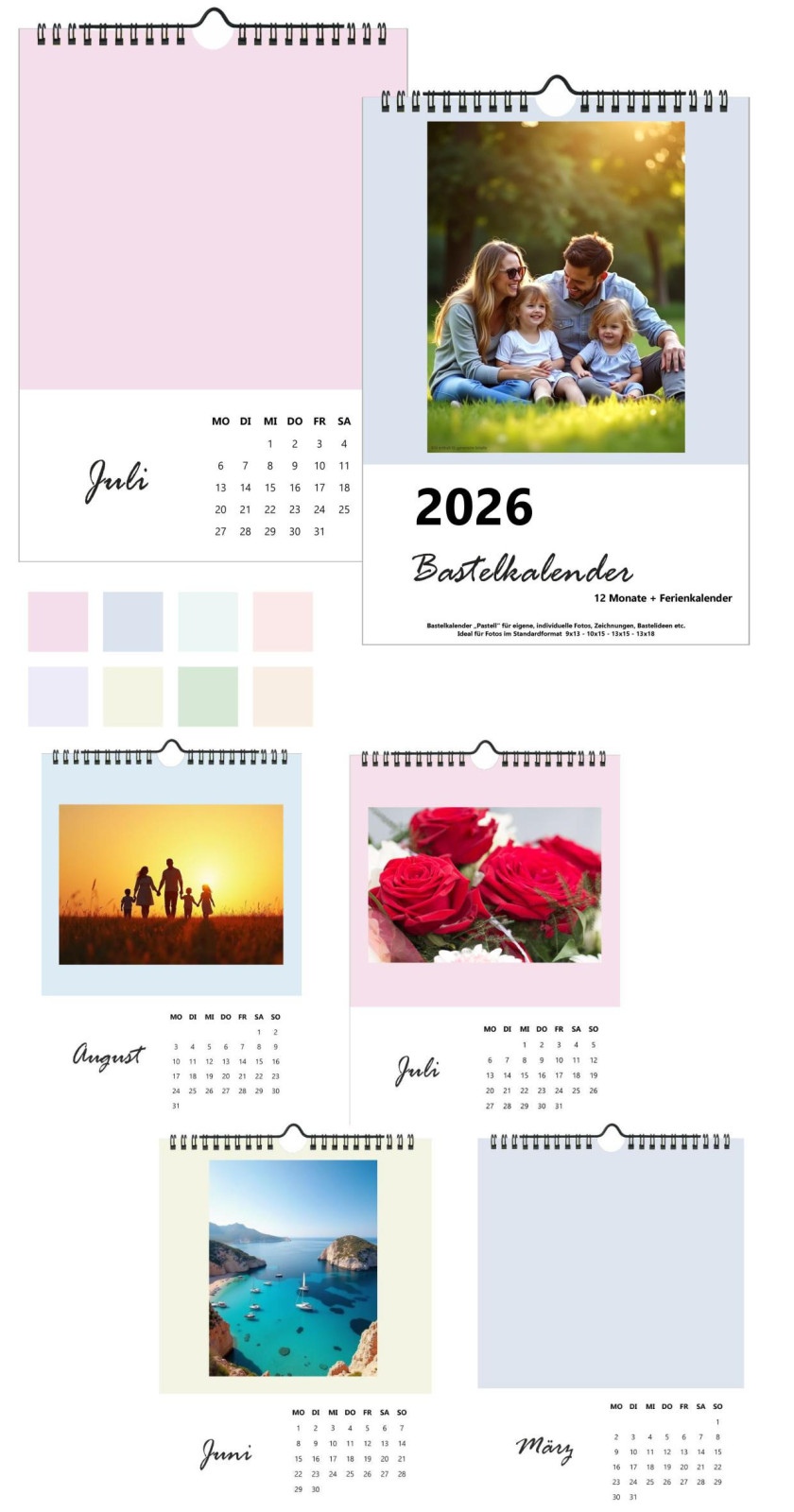 Foto- Bastelkalender Pastell A4 2026 DIY