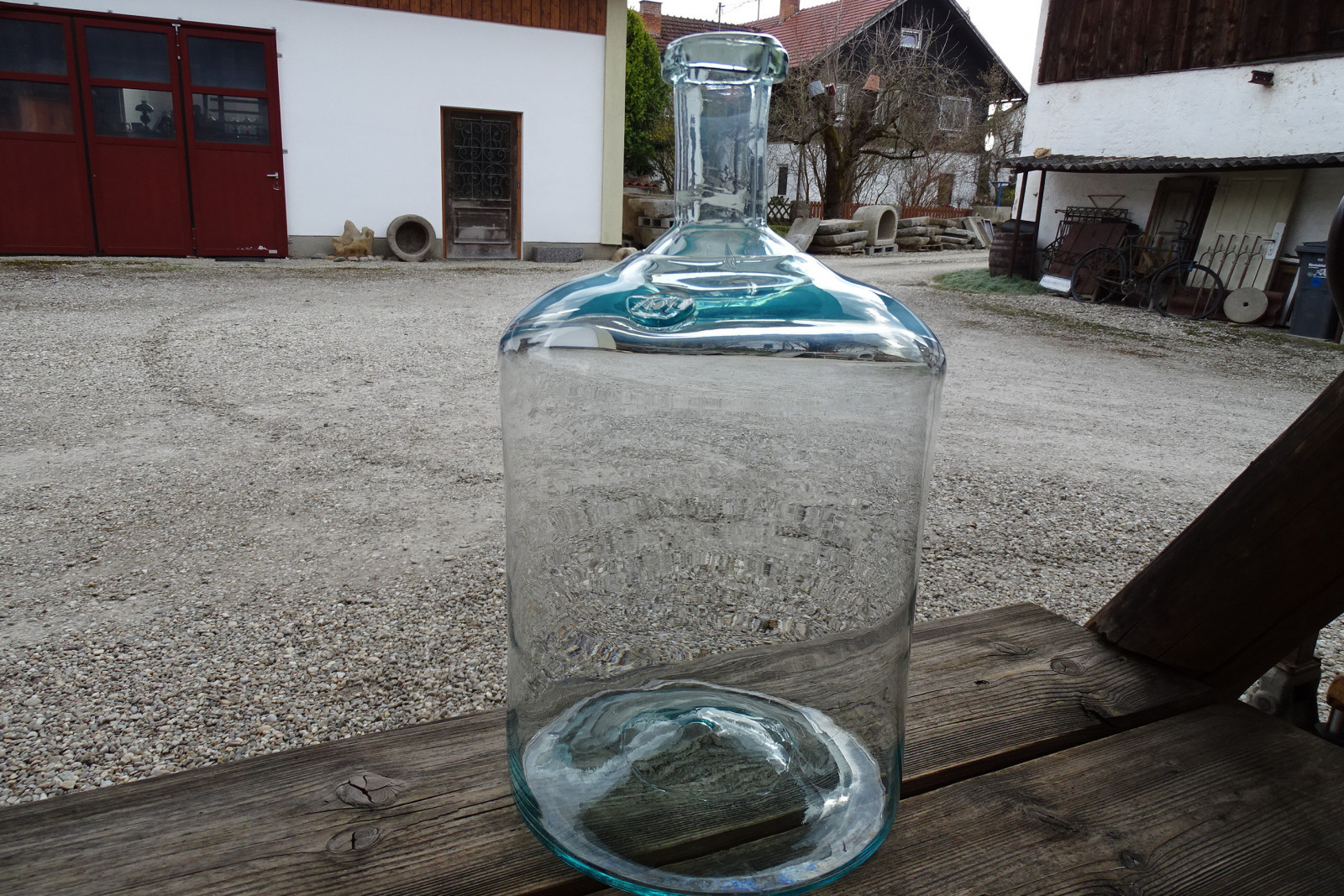 10L SCHNAPSFLASCHE Abrißglas Branntweinflasche Waldglas Barock Flasche geblasen