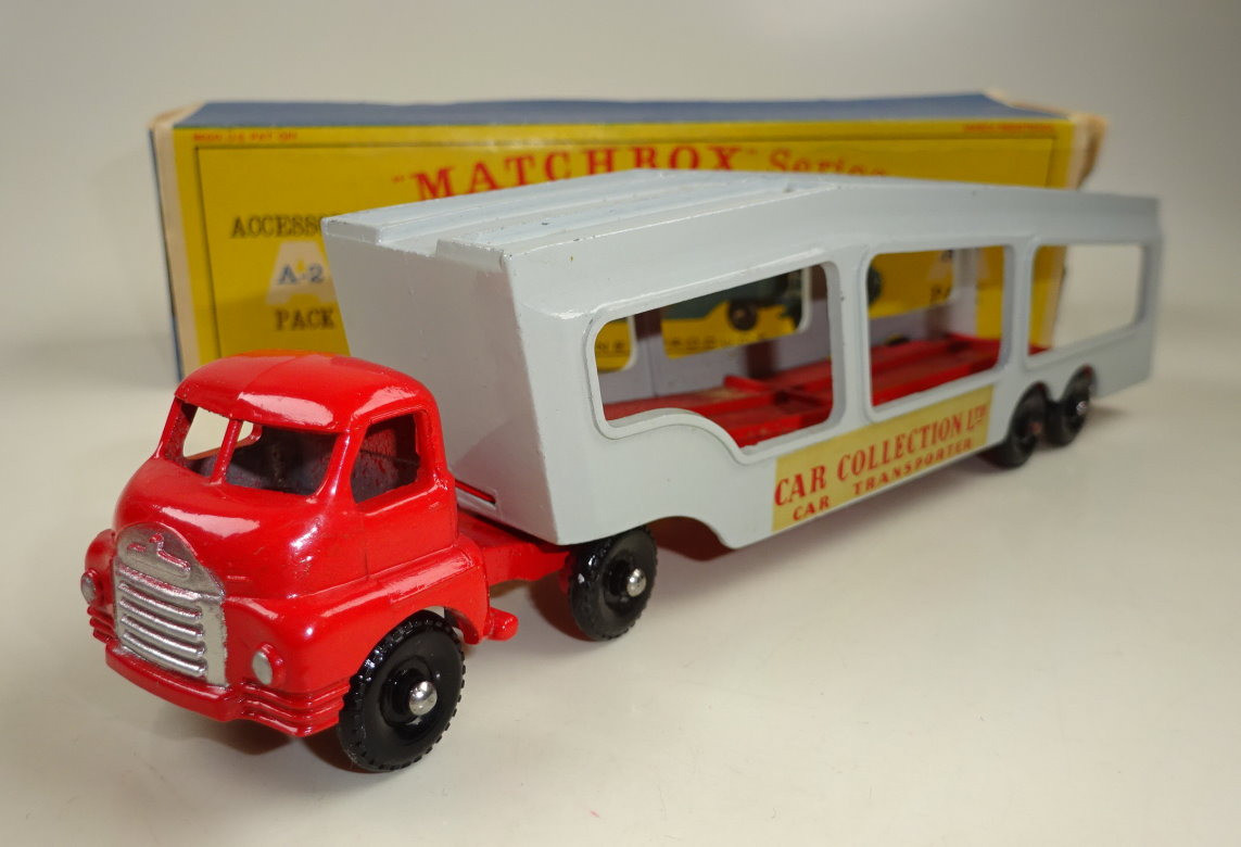 Matchbox No. A2 Car Transporter red & grey rare last issue in very